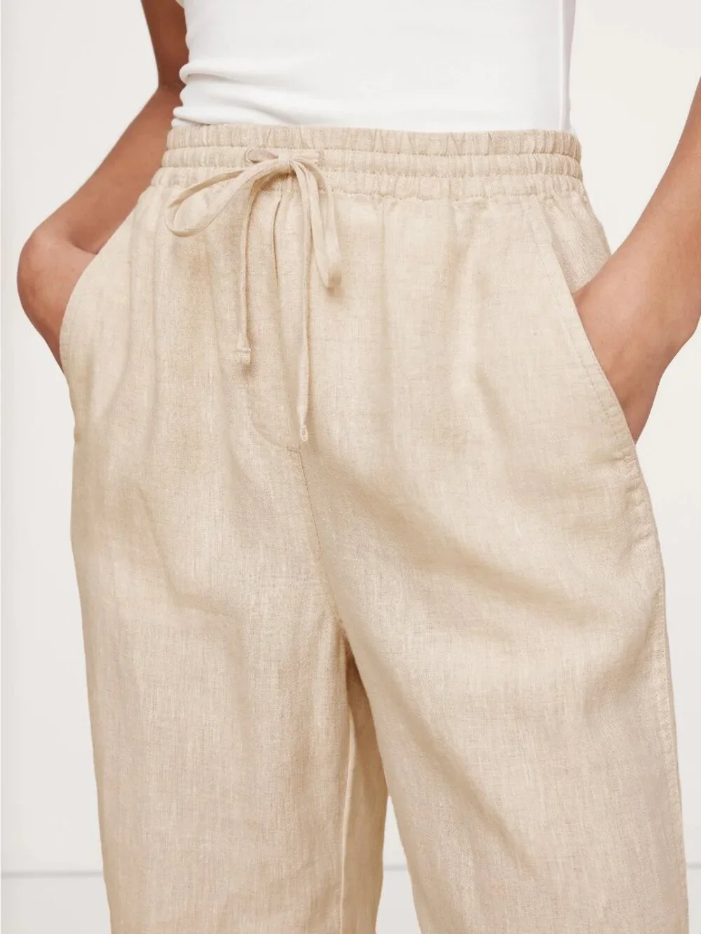NEW Banana Republic 100% certified-European Linen Pull-On Ankle Pants - Size XXL